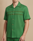 Camicia Bowling Uomo Manica Corta – Stile Rétro Anni '50 - Verde Vintage