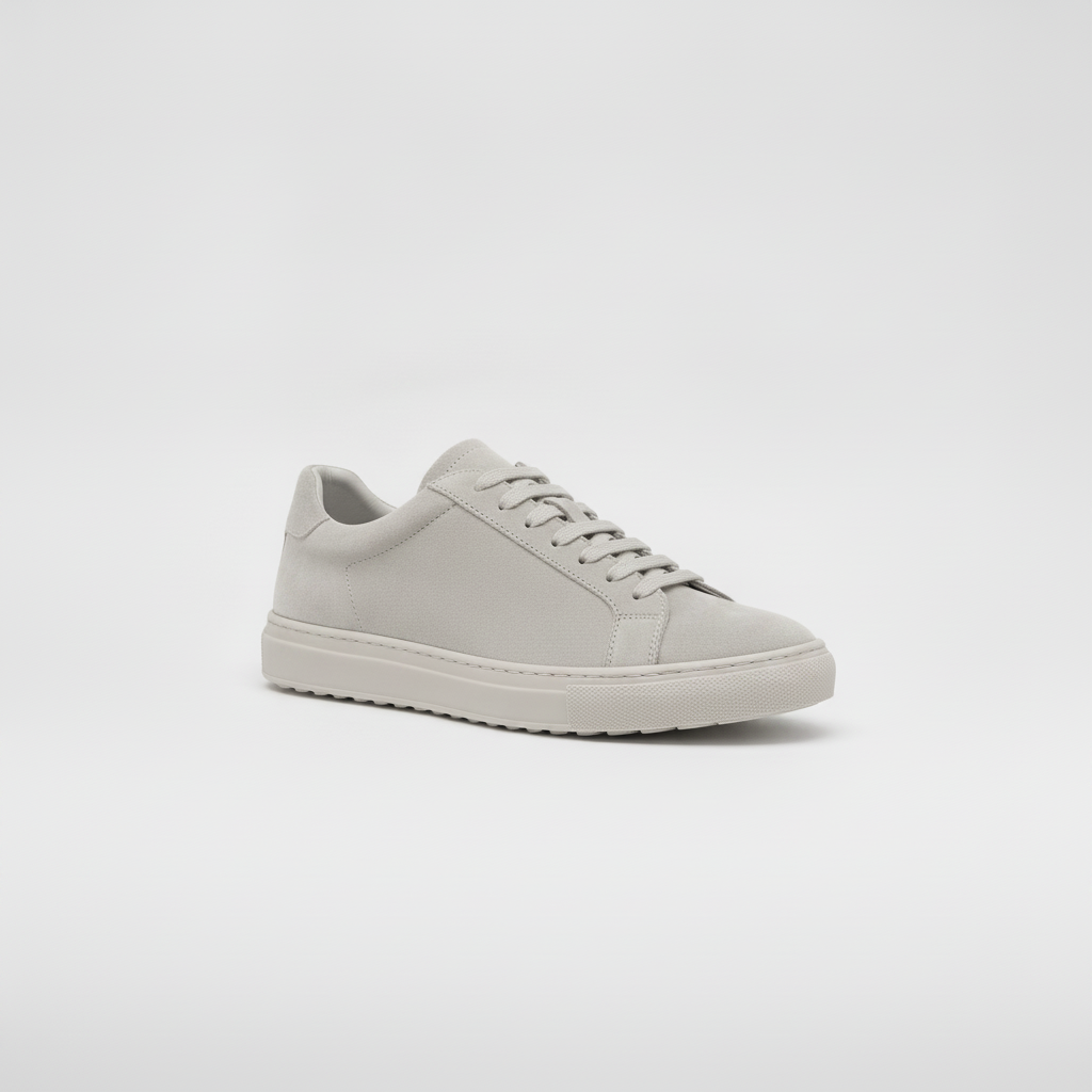 Sneakers Uomo in Pelle Scamosciata Beige – Casual Chic Naturale - Grigio Chiaro