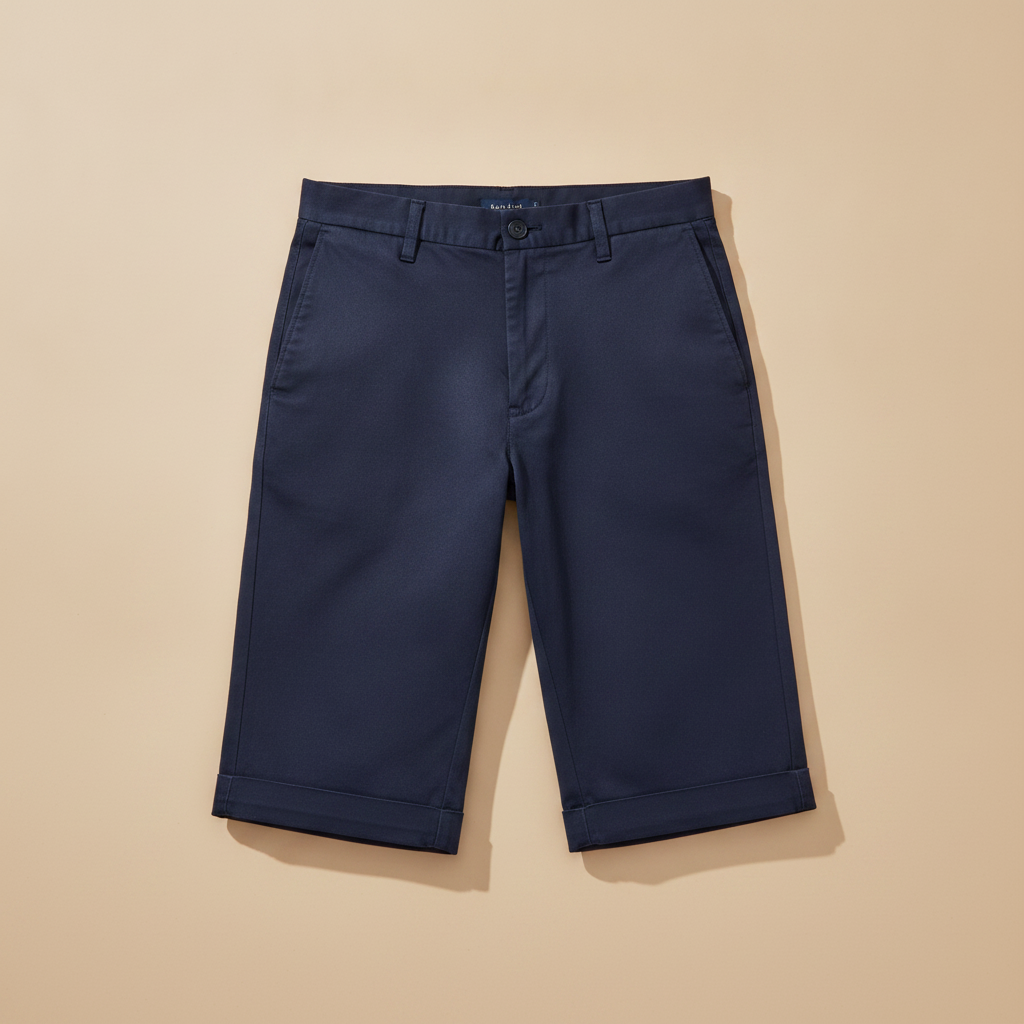 Bermuda Chino Uomo con Risvolto – Dettaglio Curato ed Elegante - Blu Navy