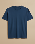 T-shirt Uomo Effetto Fiammato – Texture Slub Casual - Blu Petrolio