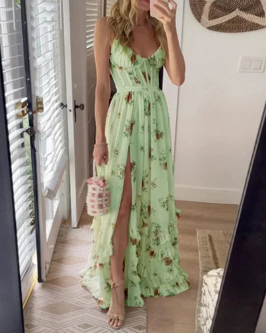 Abito lungo donna in tessuto leggero, floreale — vista 9