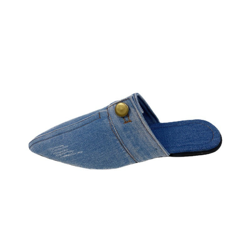 Mocassini Donna Piatti Finitura Denim – vista indossata