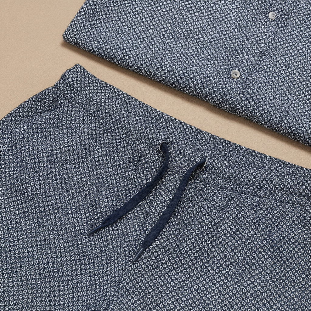 Completo Coordinato Uomo Camicia Micro-Fantasia e Pantaloncini - dettaglio
