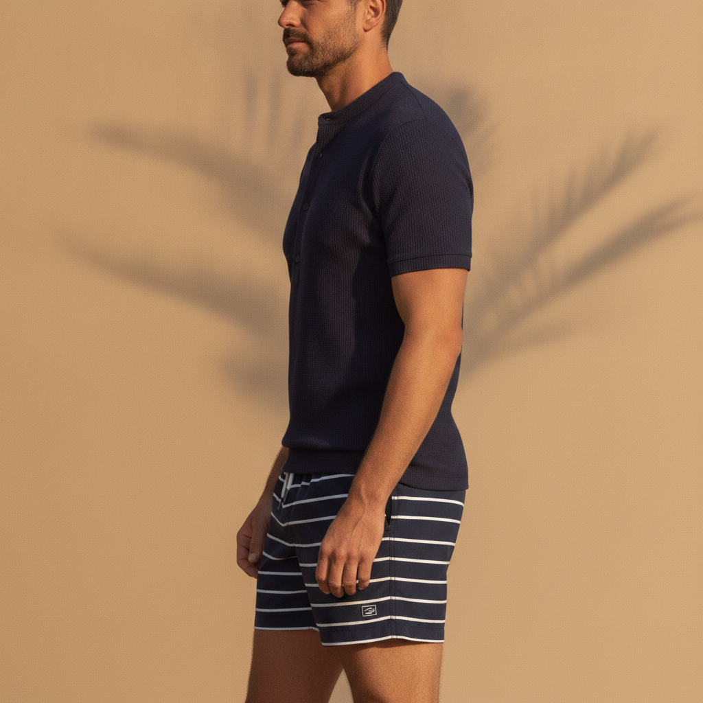 Costume Uomo a Righe Quick-Dry – Stile Nautico Mediterraneo - vista laterale
