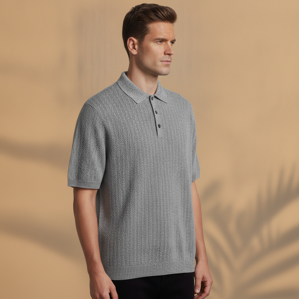 Polo Uomo in Maglia Spigata Testurizzata – Effetto Elegante - vista laterale