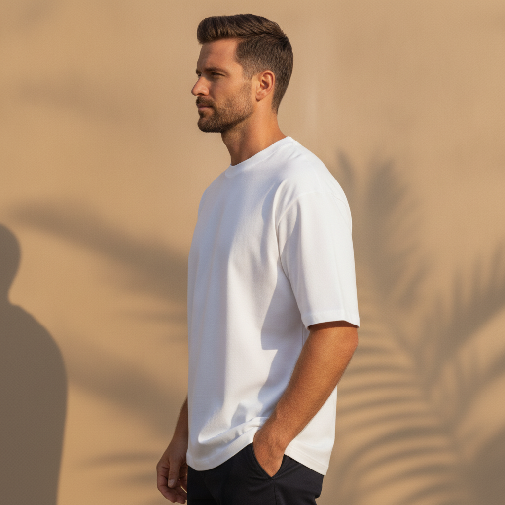 T-shirt Uomo Oversize Streetwear – Vestibilità Ampia Urban - vista laterale