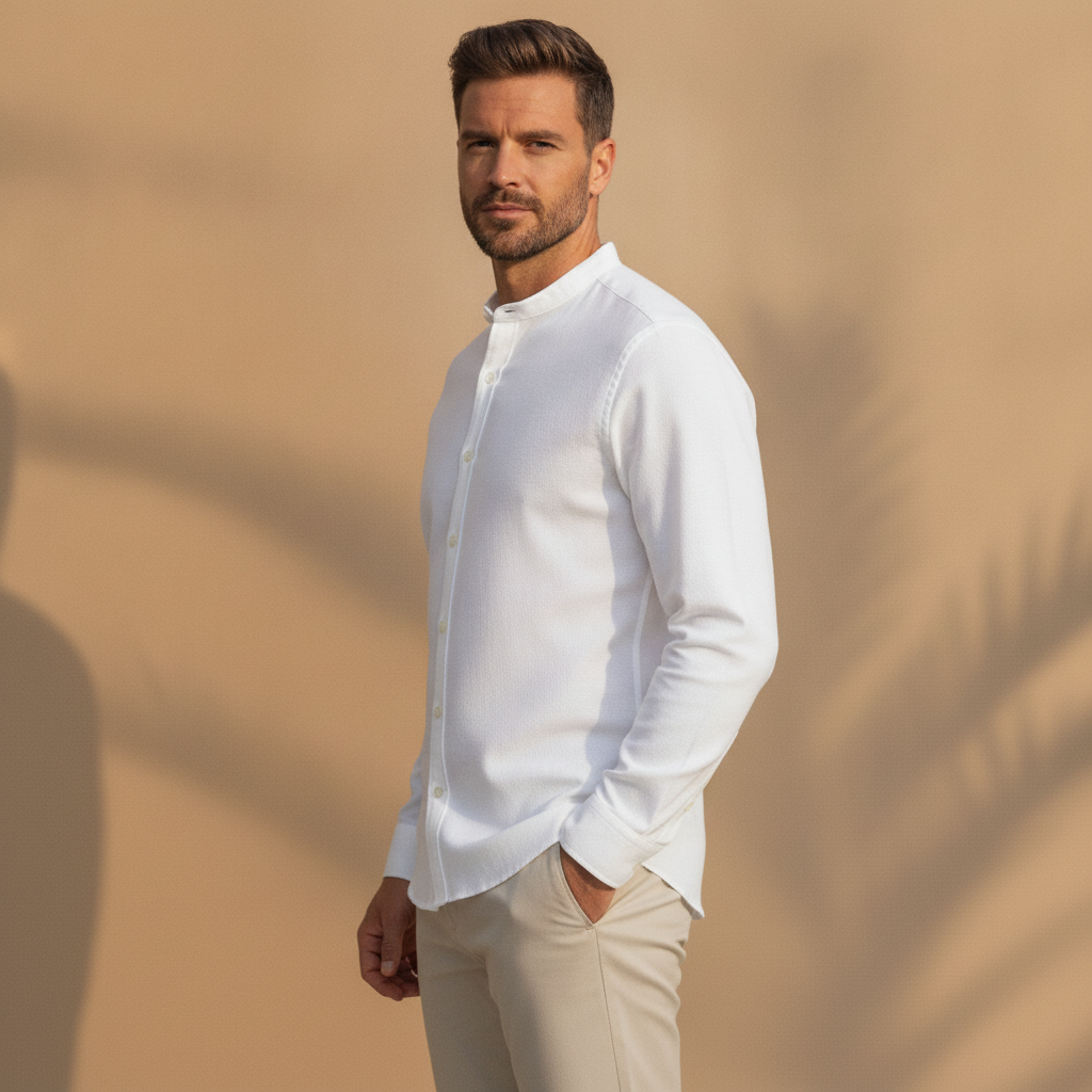 Camicia Uomo in Cotone Leggero – Colletto Classico Estivo - vista laterale