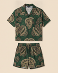 Completo Coordinato Uomo Camicia Paisley e Pantaloncini - Paisley Verde