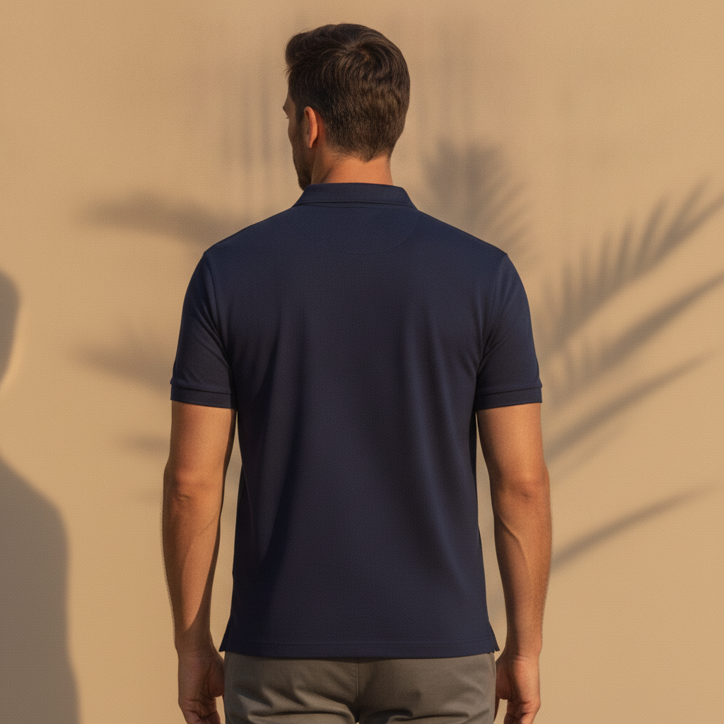 Polo Uomo Micro-Fantasia – Motivo Discreto ed Elegante - vista posteriore
