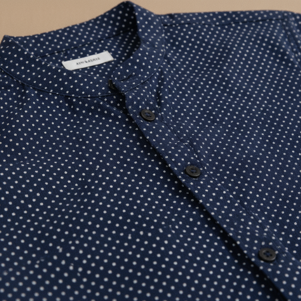 Completo Coordinato Uomo Camicia Micro-Pois e Pantaloncini - dettaglio