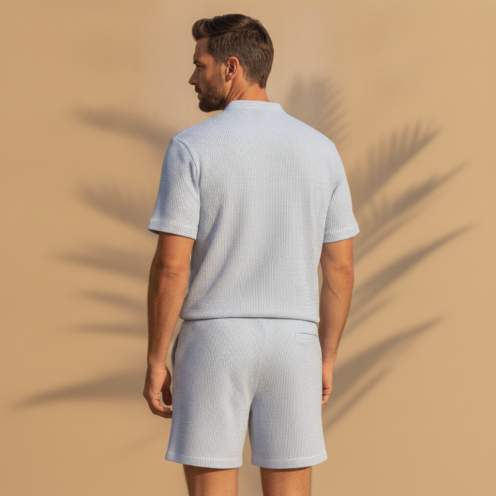 Completo Coordinato Uomo Camicia Seersucker e Pantaloncini - vista posteriore
