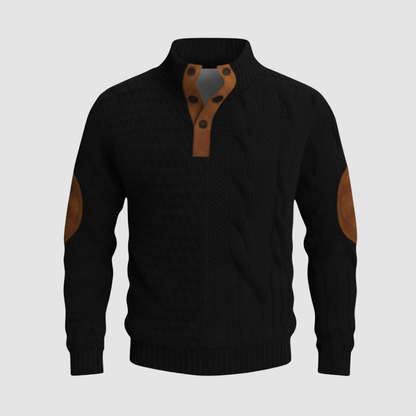 Maglione uomo con colletto alto e pelle scamosciata