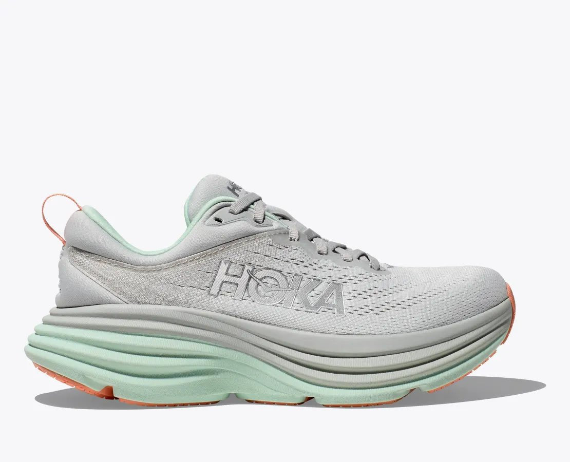 Hoka Bondi 8 Scarpe Running Grigio Chiaro Verde Menta Donna - 1