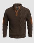 Maglione uomo con colletto alto e pelle scamosciata
