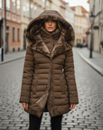 Giacca Piumino Donna Invernale Impermeabile Cappuccio Pelliccia Materiale