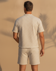 Completo Coordinato Uomo Camicia Quadri Windowpane e Pantaloncini - vista posteriore