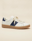 Sneakers Uomo Tennis Vintage Verde – Rétro Elegante Anni '70 - Navy e Bianco
