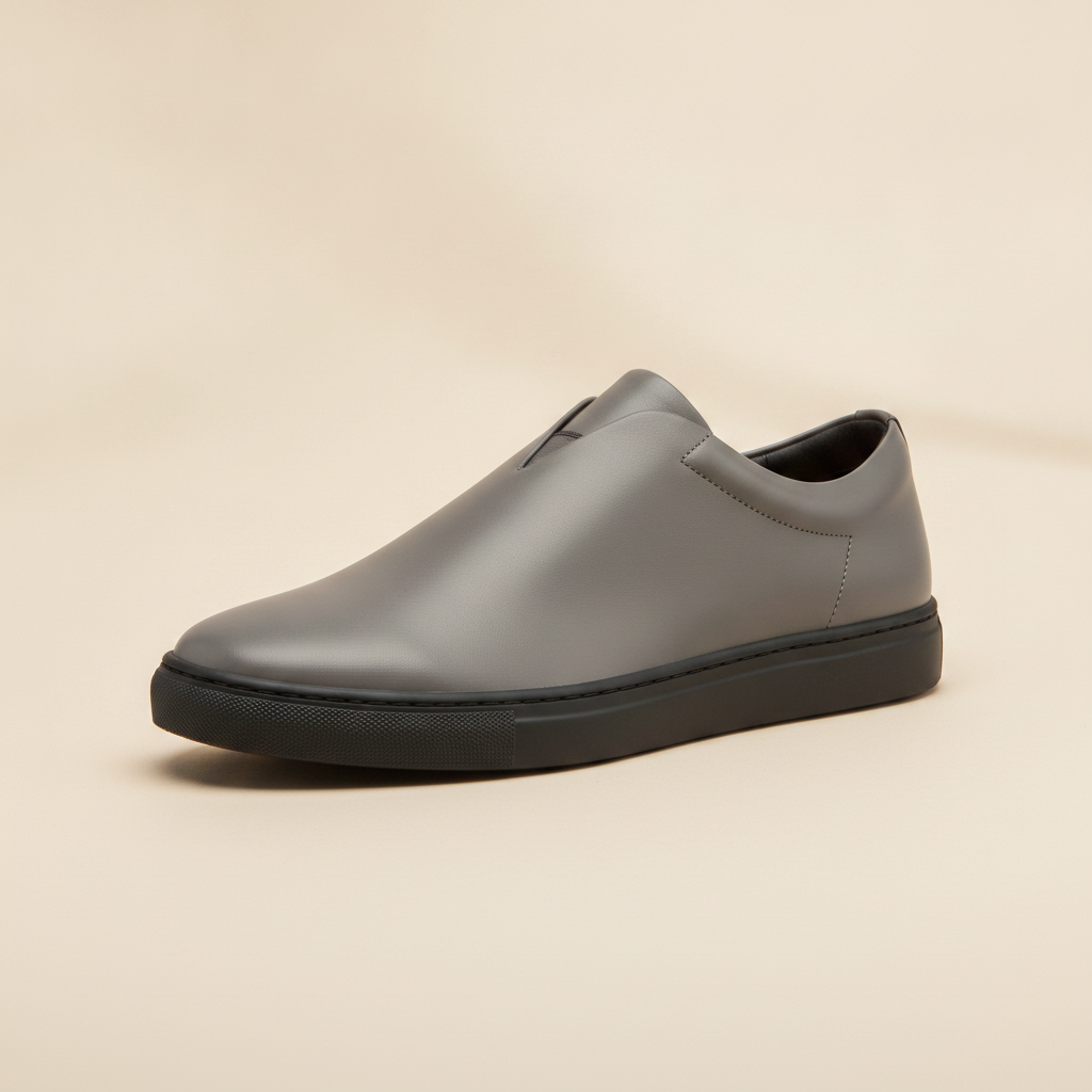Sneakers Uomo Minimaliste Total Black – Eleganza Urbana Pulita - Nero e Grigio