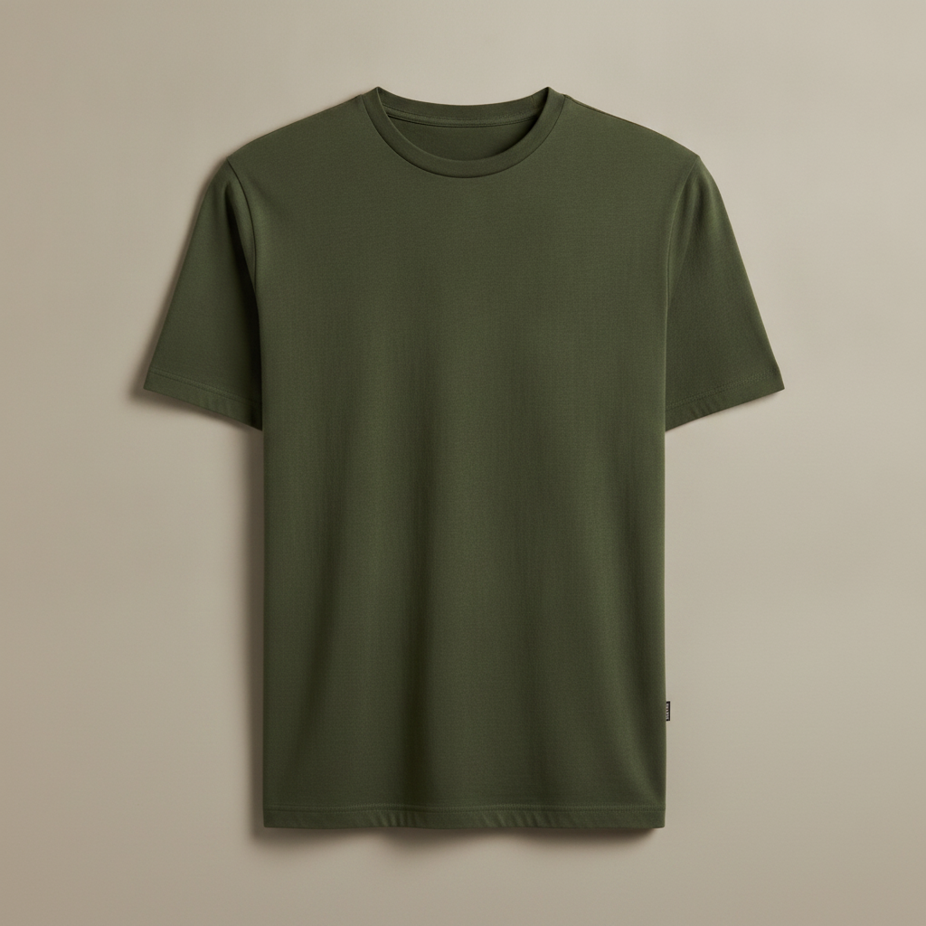 T-shirt Uomo in Cotone Premium Girocollo – Basic Essenziale - Verde Militare