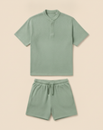 Completo Coordinato Uomo in Spugna e Pantaloncini - Verde Salvia