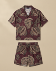 Completo Coordinato Uomo Camicia Paisley e Pantaloncini - Paisley Blu