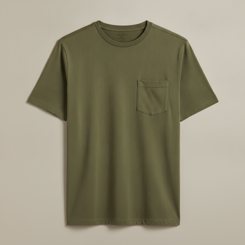 T-shirt Uomo con Taschino – Dettaglio Casual Pratico - Verde Oliva