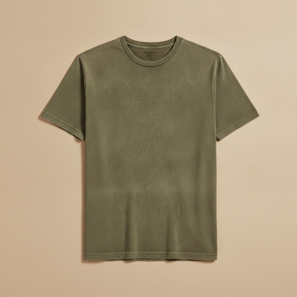T-shirt Uomo Tinta in Capo Vintage – Colori Slavati Autentici - Verde Slavato