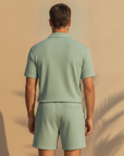 Completo Coordinato Uomo Camicia Tencel Fluida e Pantaloncini - vista posteriore