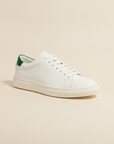 Sneakers Uomo in Pelle Bianca – Design Minimalista Casual Chic - Bianco con Verde