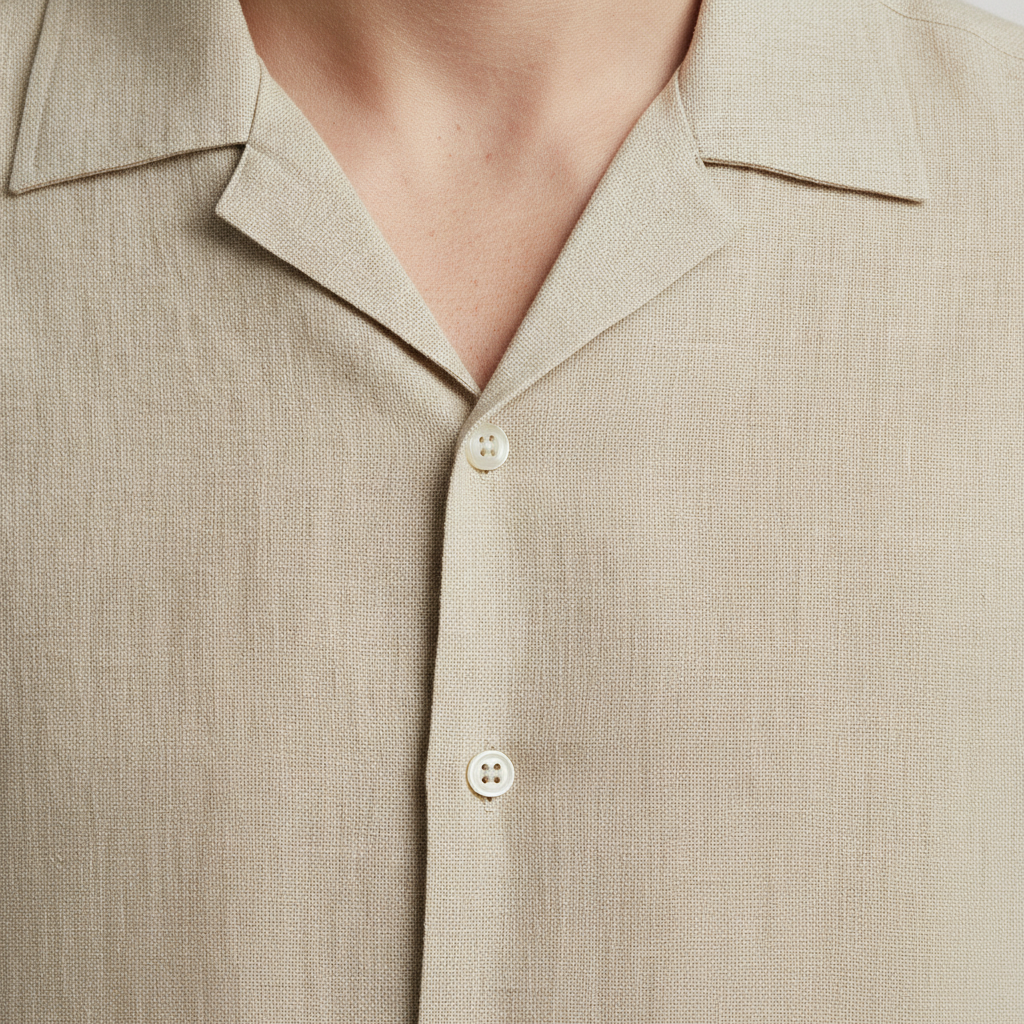 Camicia Uomo in Lino Manica Corta – Casual Chic Traspirante - dettaglio