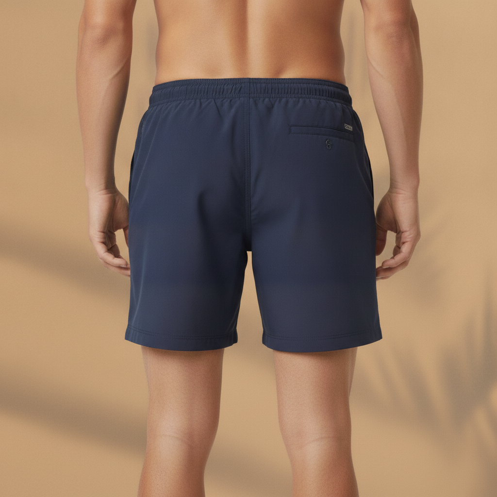 Costume Uomo Boxer ad Asciugatura Rapida – Tinta Unita Essenziale - vista posteriore