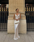 Abito lungo donna in raso, floreale