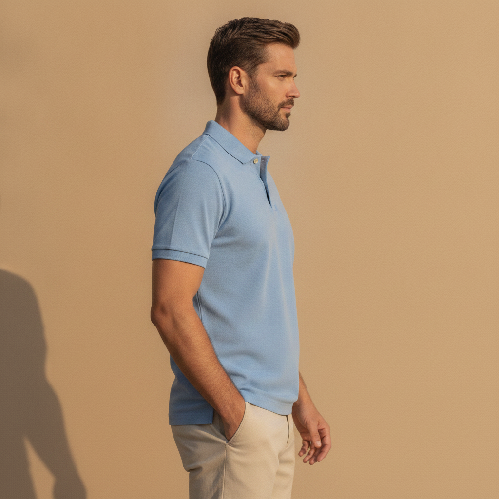 Polo Uomo in Cotone Pettinato – Morbidezza Premium Setosa - vista laterale