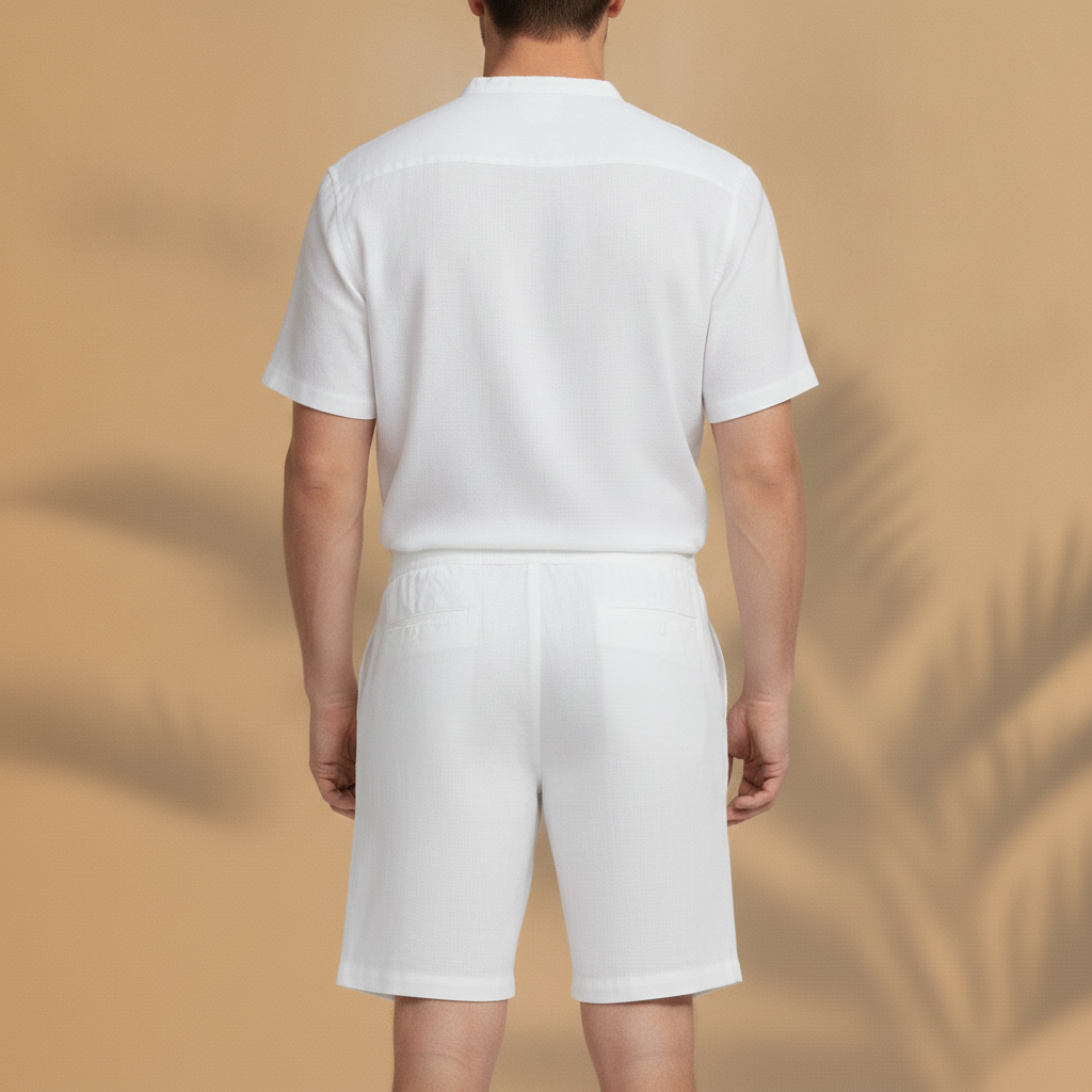 Bermuda Uomo in Lino con Coulisse – Freschi e Leggeri Estivi - vista posteriore