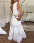 Abito lungo donna in pizzo, scollo a V — vista 6