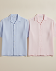 Camicia Uomo Camp Collar Tinta Pastello – Elegante e Rilassata - Azzurro Polvere