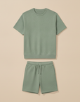 Completo Coordinato Uomo Felpa Leggera e Pantaloncini - Verde Salvia