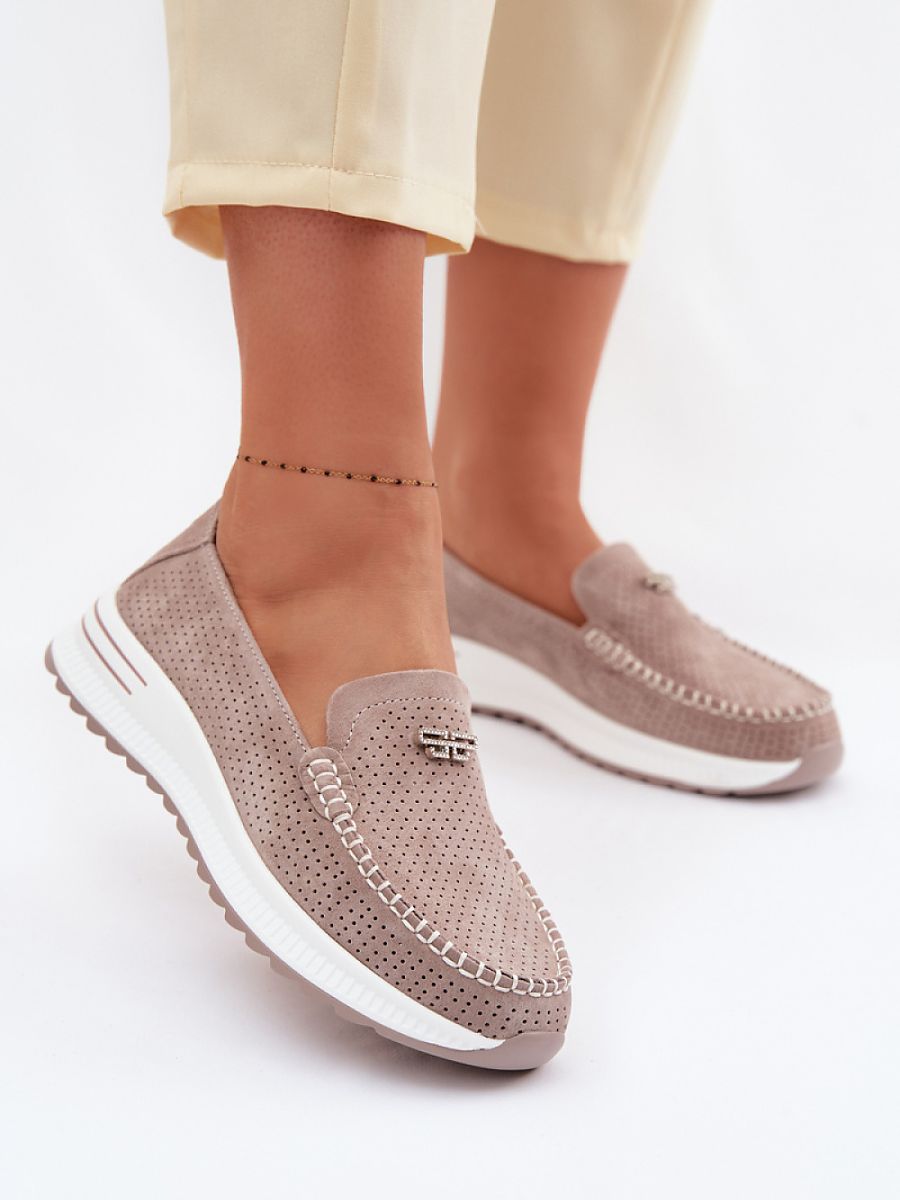 Mocassini Donna Beige Comodi