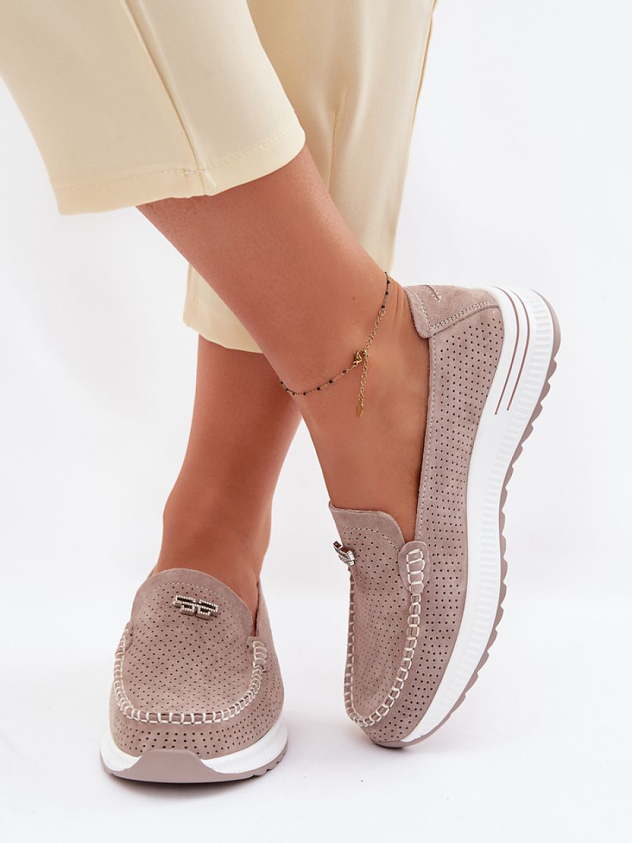 Mocassini Donna Beige Comodi