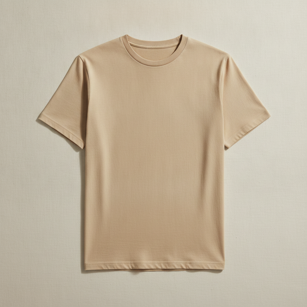 T-shirt Uomo Effetto Fiammato – Texture Slub Casual - Sabbia