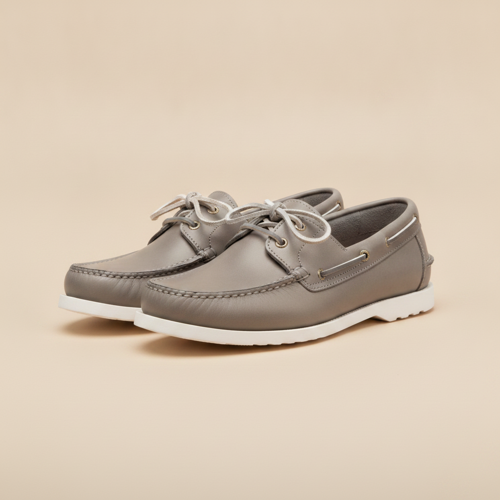 Scarpe da Barca Uomo in Pelle – Boat Shoes Classiche Estive - Grigio