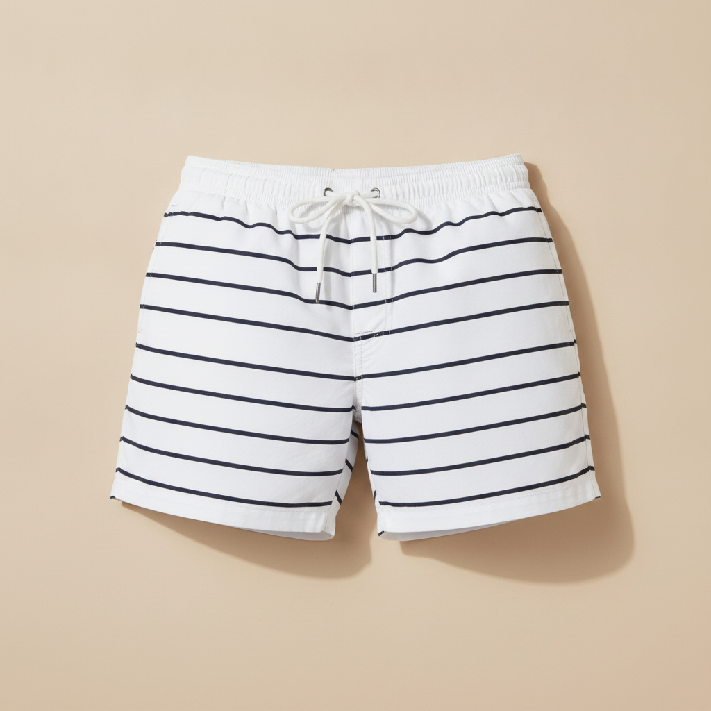 Costume Uomo a Righe Quick-Dry – Stile Nautico Mediterraneo - Rosso e Bianco