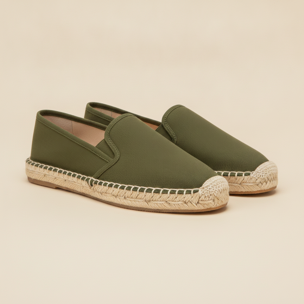 Espadrillas Slip-On Chiuse Uomo – Casual Eleganti Estive - Verde Oliva