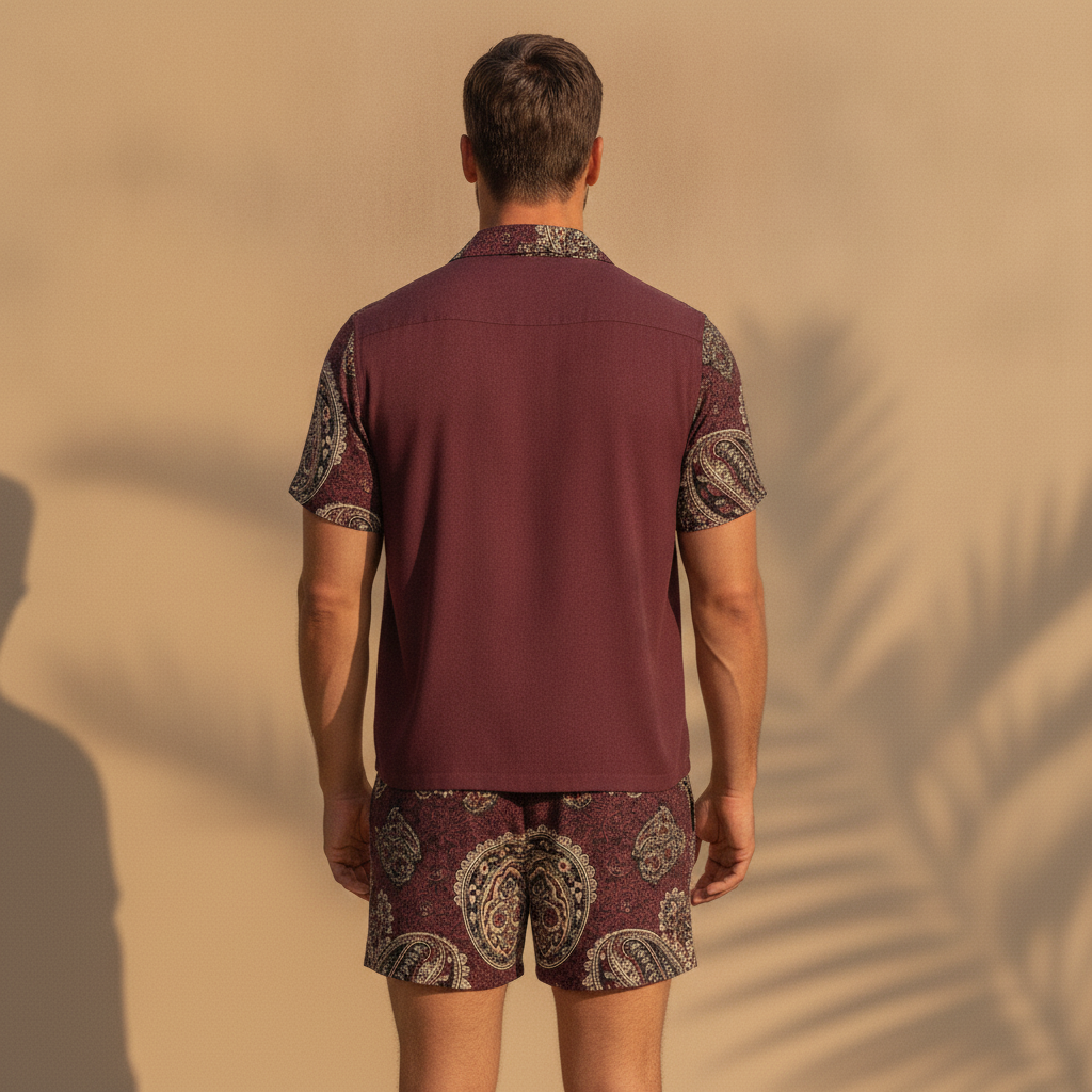 Completo Coordinato Uomo Camicia Paisley e Pantaloncini - vista posteriore
