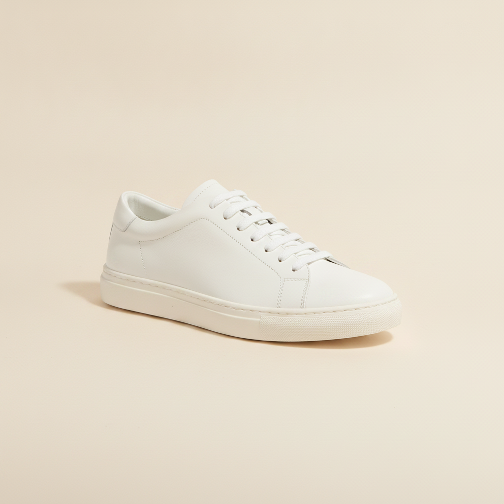 Sneakers Uomo in Pelle Bianca – Design Minimalista Casual Chic - Total White