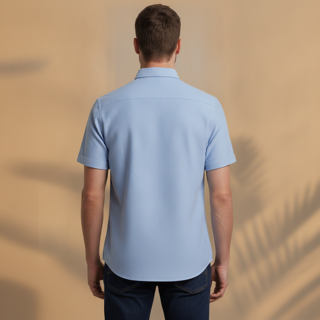 Camicia Uomo Oxford Manica Corta – Versatile ed Elegante Estiva - vista posteriore