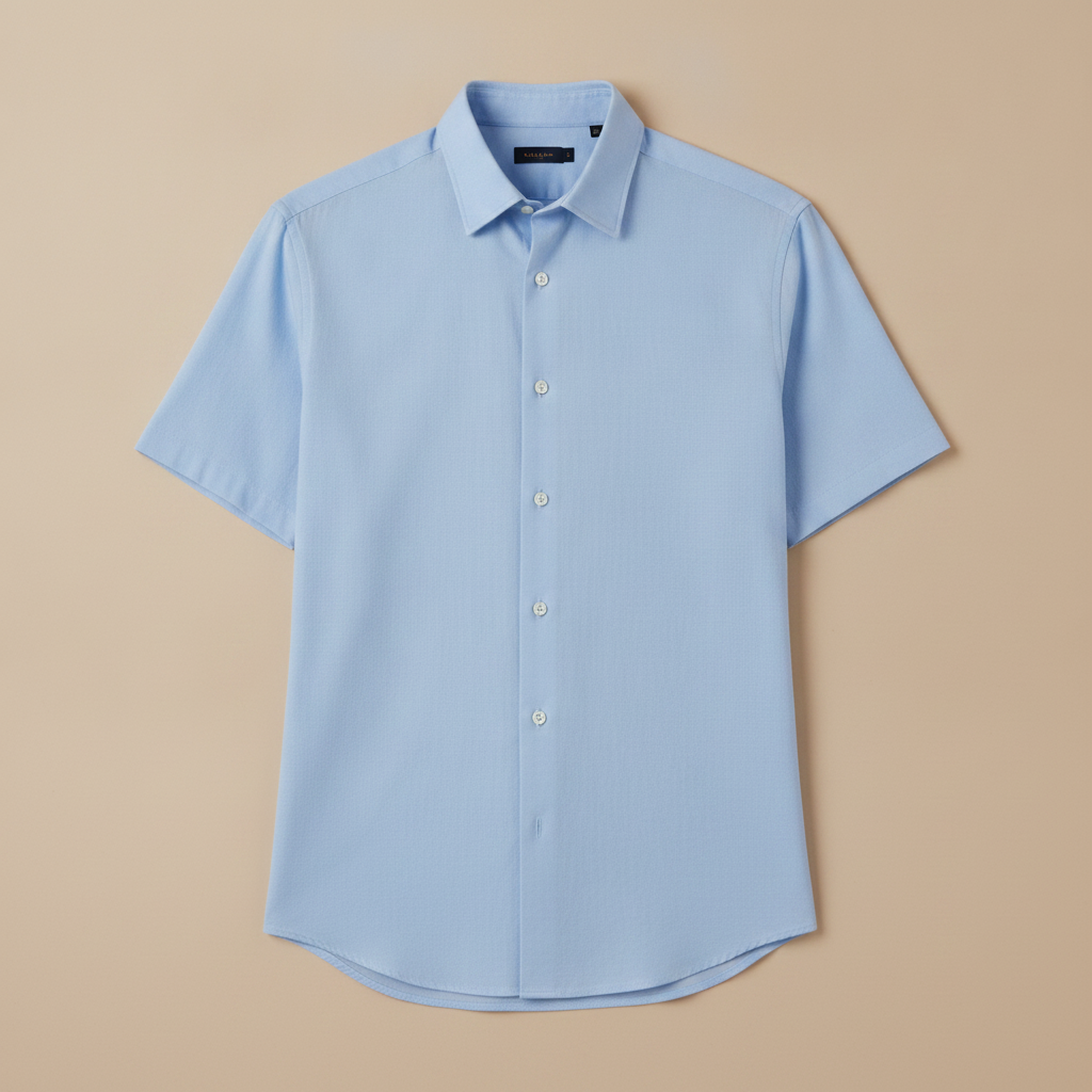 Camicia Uomo Manica Corta in Cotone – Casual Elegante Versatile - Celeste