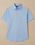 Camicia Uomo Manica Corta in Cotone – Casual Elegante Versatile - Celeste