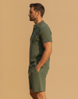 Completo Coordinato Uomo Camicia Jacquard Geometrico e Pantaloncini - vista laterale