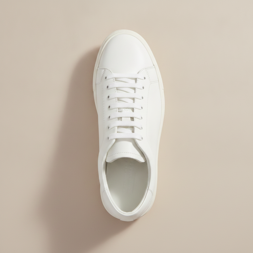 Sneakers Uomo in Pelle Bianca – Design Minimalista Casual Chic - vista dall'alto